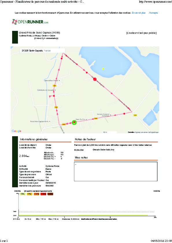 Parcours course Saint Caprais