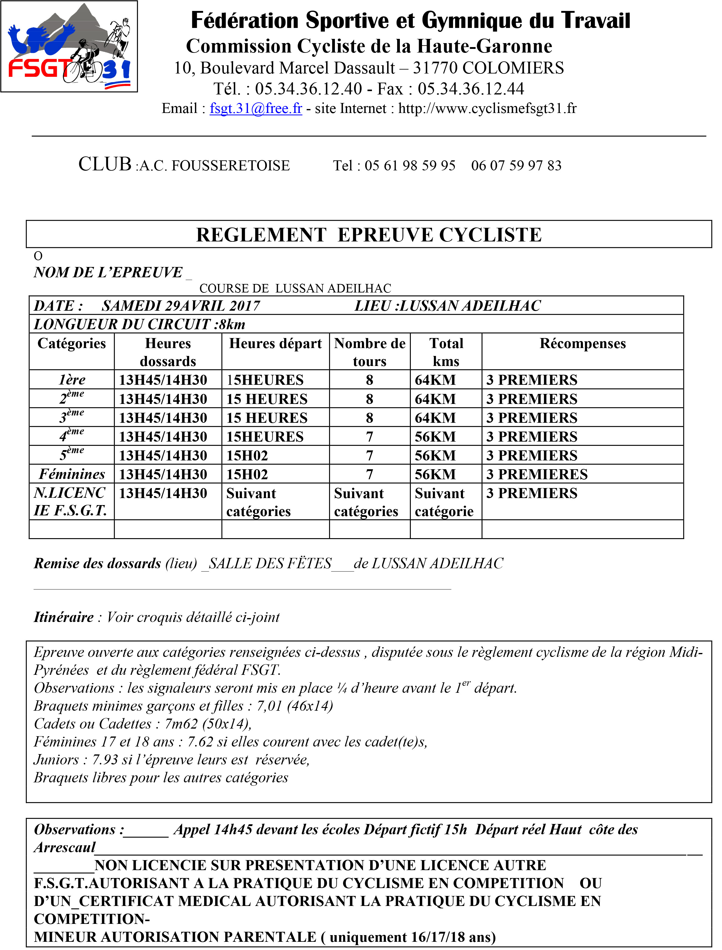 Fiche epreuve LUSSAN2017