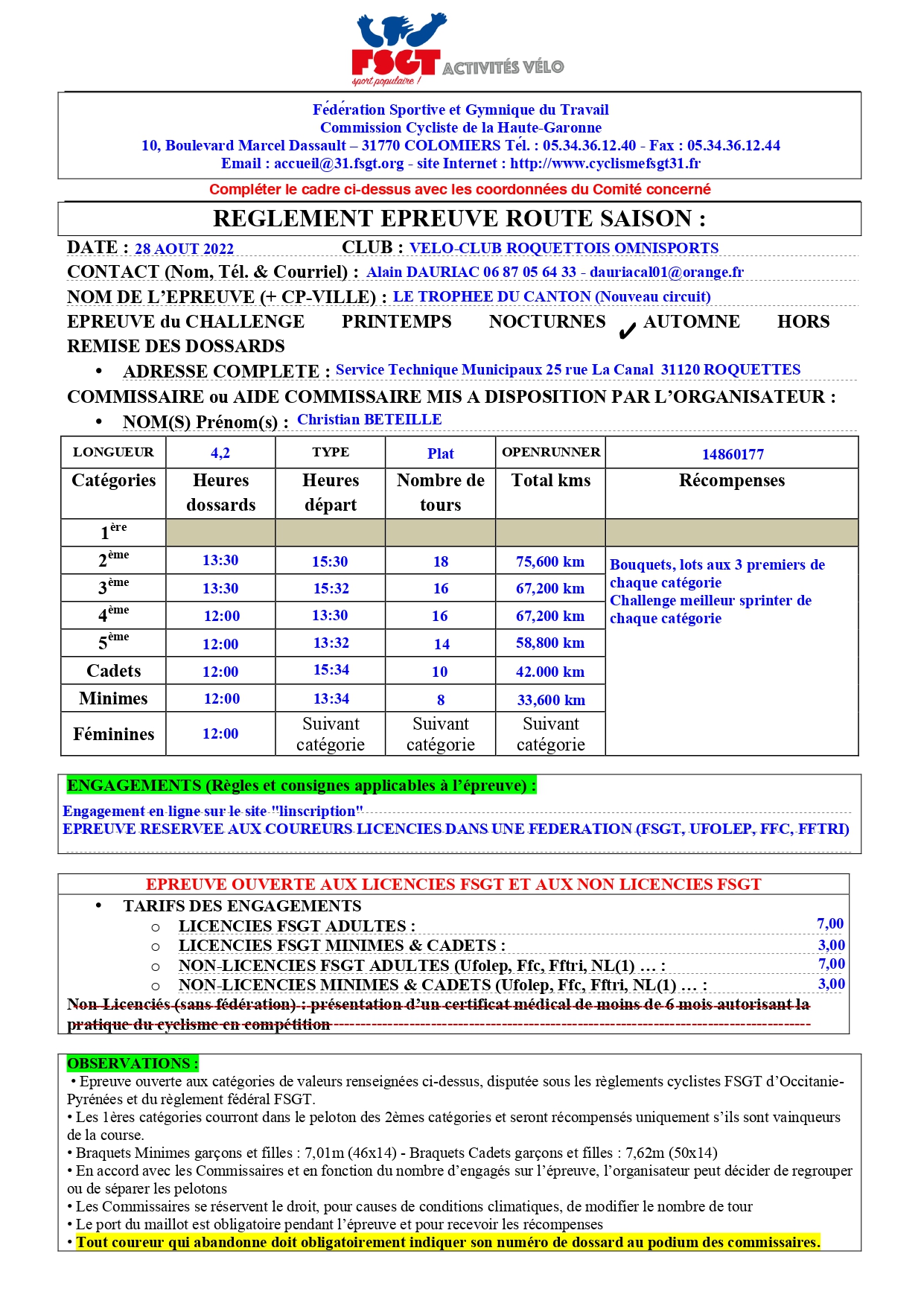 Fiche epreuve Roquettes 28082022